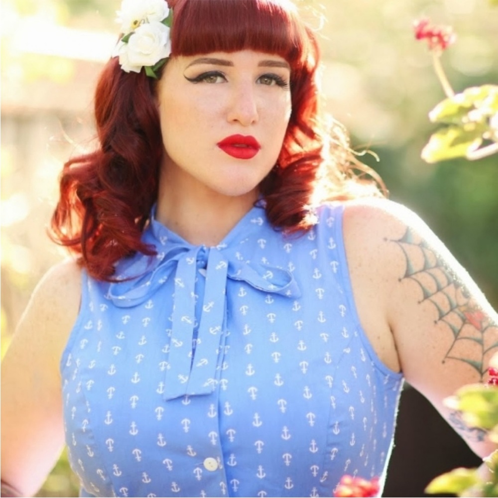 Blue Tie Front Blouse from Mandie Bee EUC